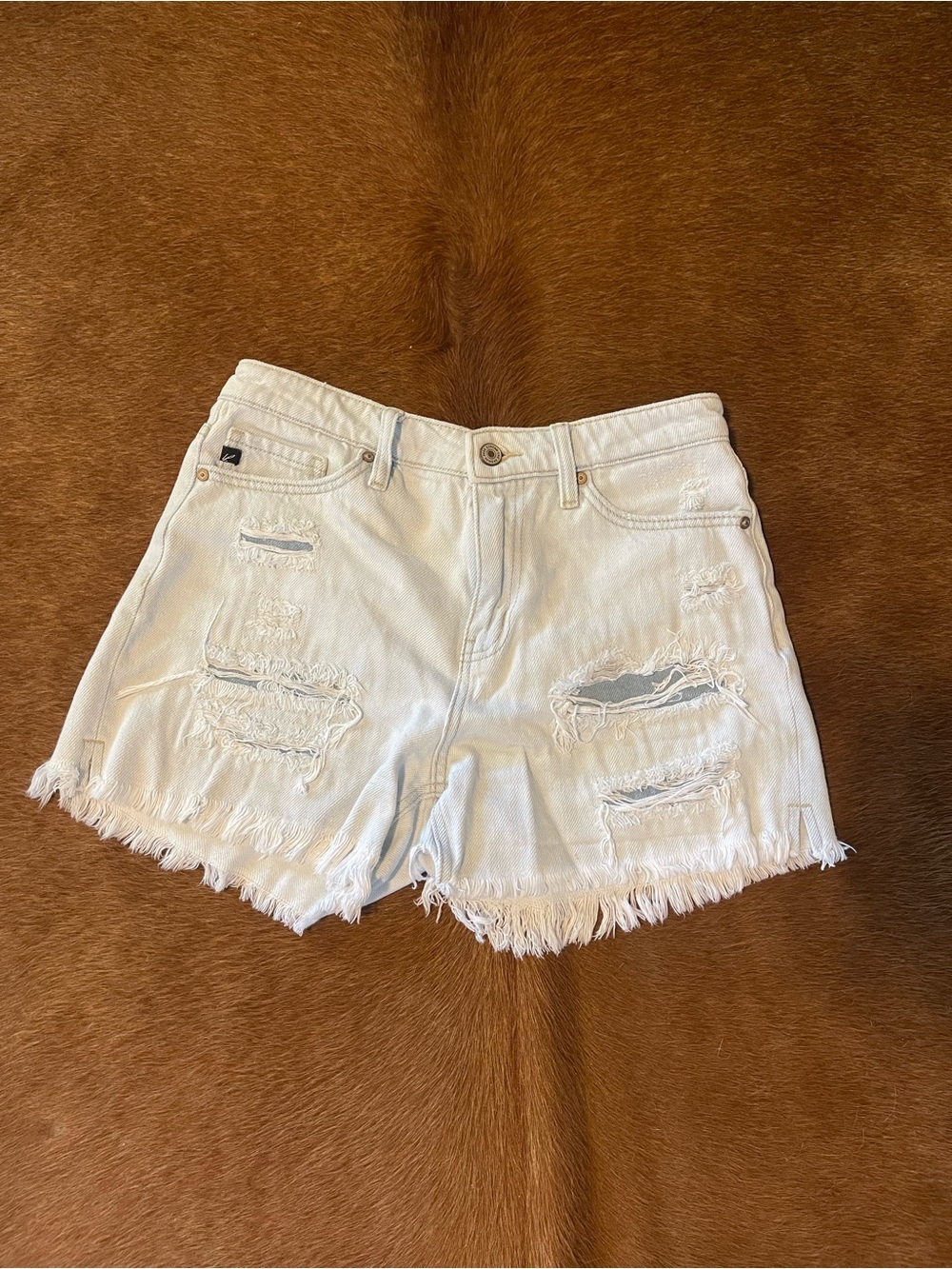 KanCan Distressed Frayed Hem Denim Shorts